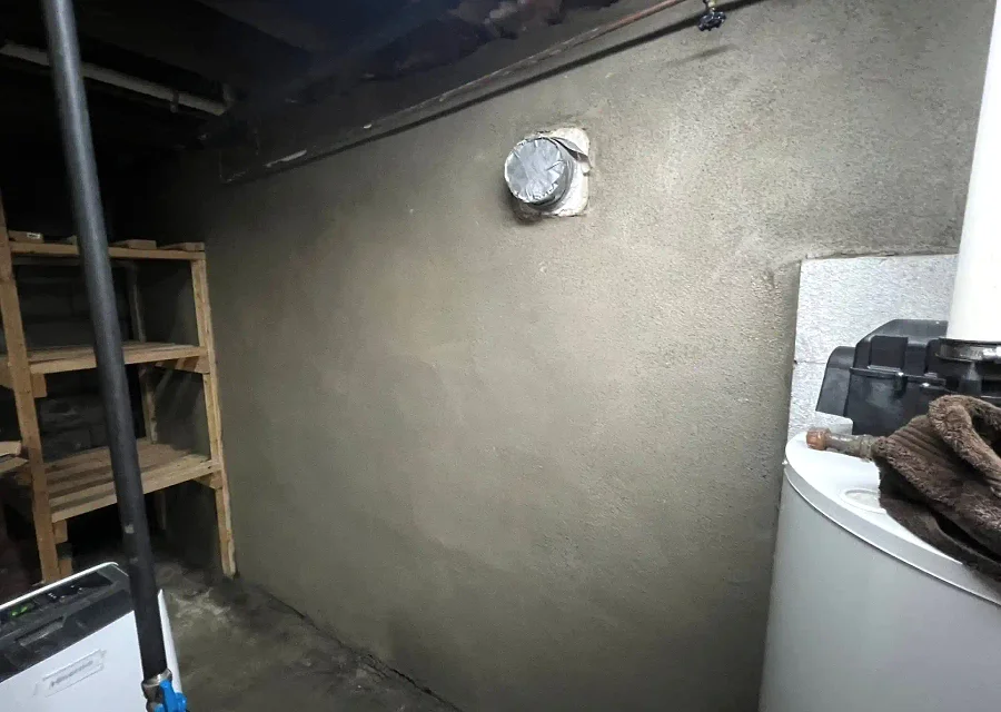 A reinforced basement foundation wall